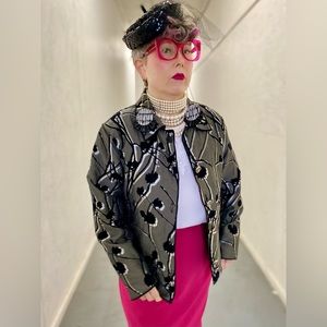 Vintage Plus Size Reversible Velvet Brocade Blazer